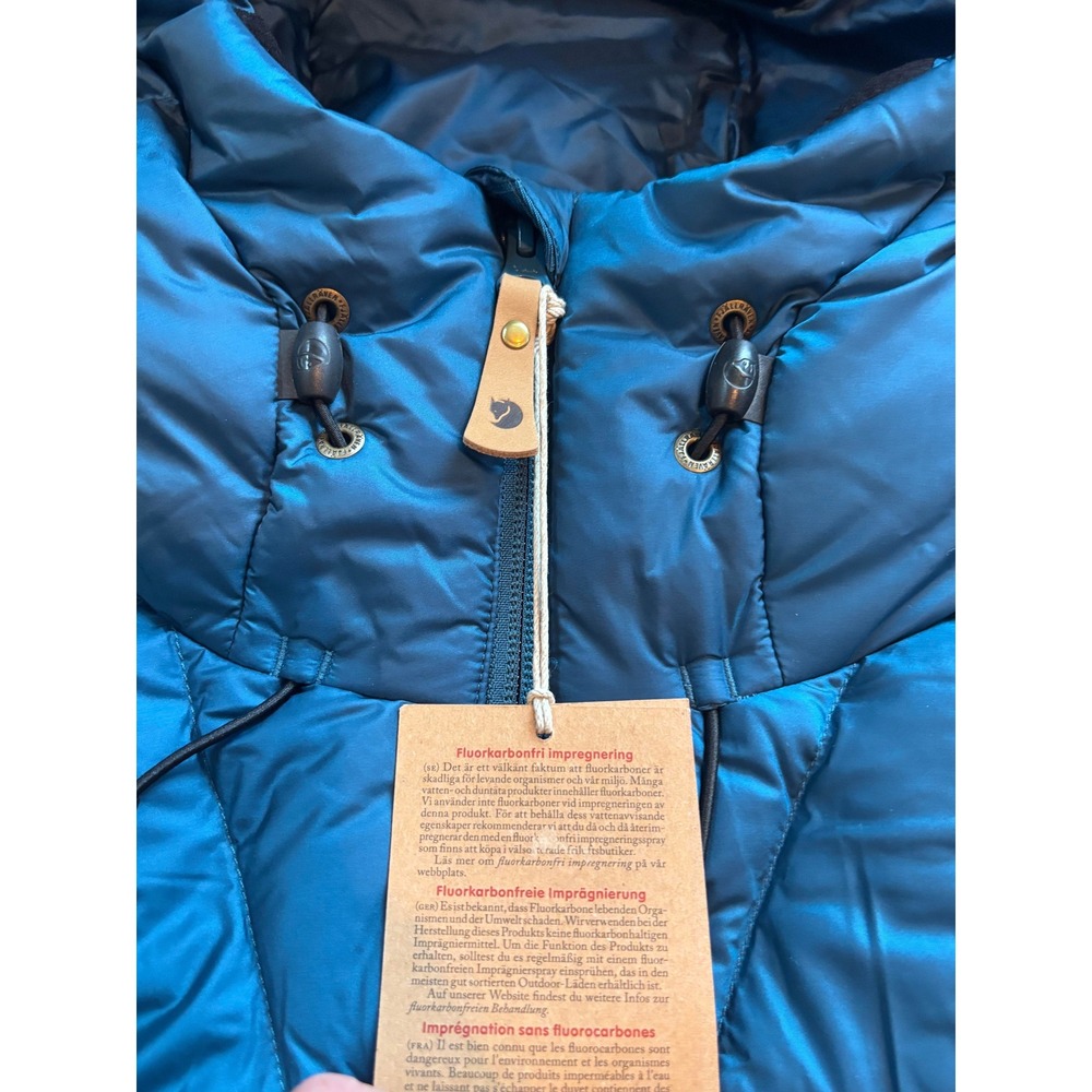 Fjallraven Snow Flake Parka Deep Sea Blue Down Puffer Coat Womens Medium - Picture 4 of 7